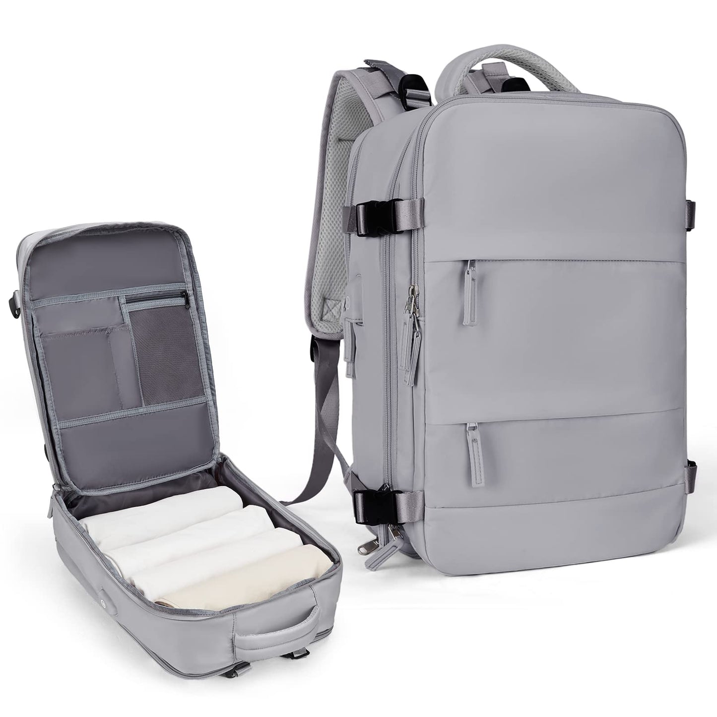 coowoz Travel Backpack Carry On for Women Man Gym Backpacks with Laptop Compartment Mochila de Viaje Teacher Personal Item Backpack Airplane Accessories Must Haves Grey Small