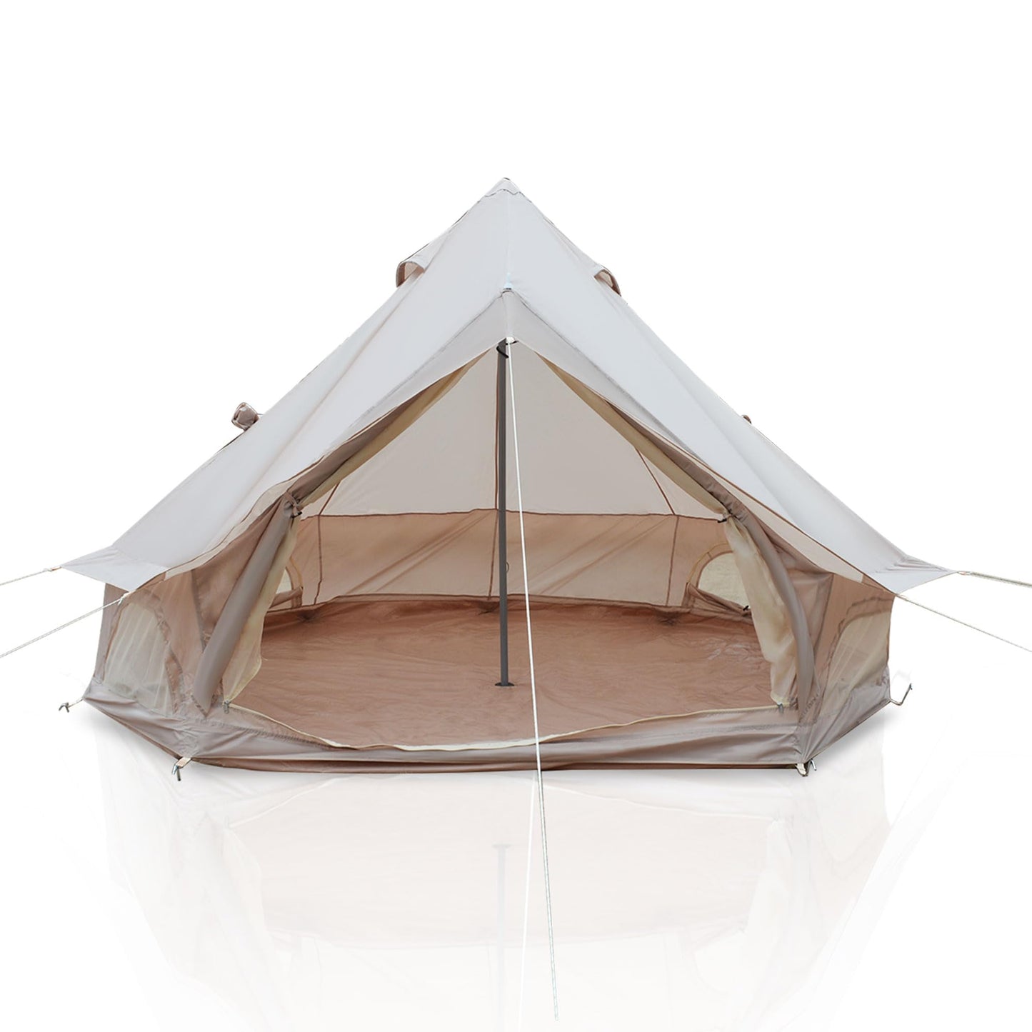 KEIKI 4 Season Canvas Bell Tent 9.8 FT Waterproof All Weather Glamping Yurt Tent, Luxury Hot Tent Stove Jack, Breathable Compact Family Camping Teepee for 4 People Outdoor Music Festival, Beige