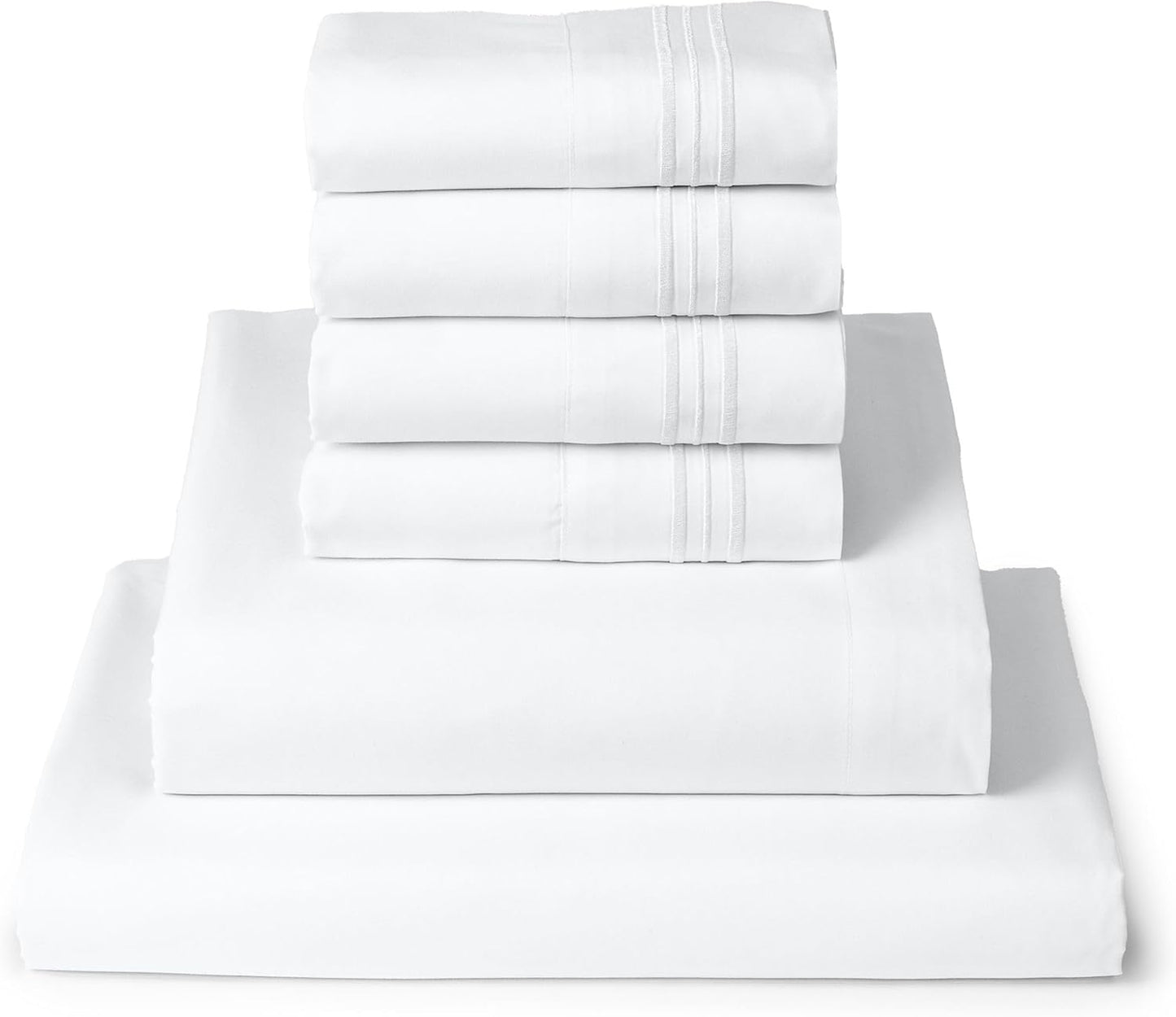 Mellanni King Sheet Set - 6-Piece Extra Soft Cooling Bedding | 16-Inch Deep Pocket, Easy Care - White