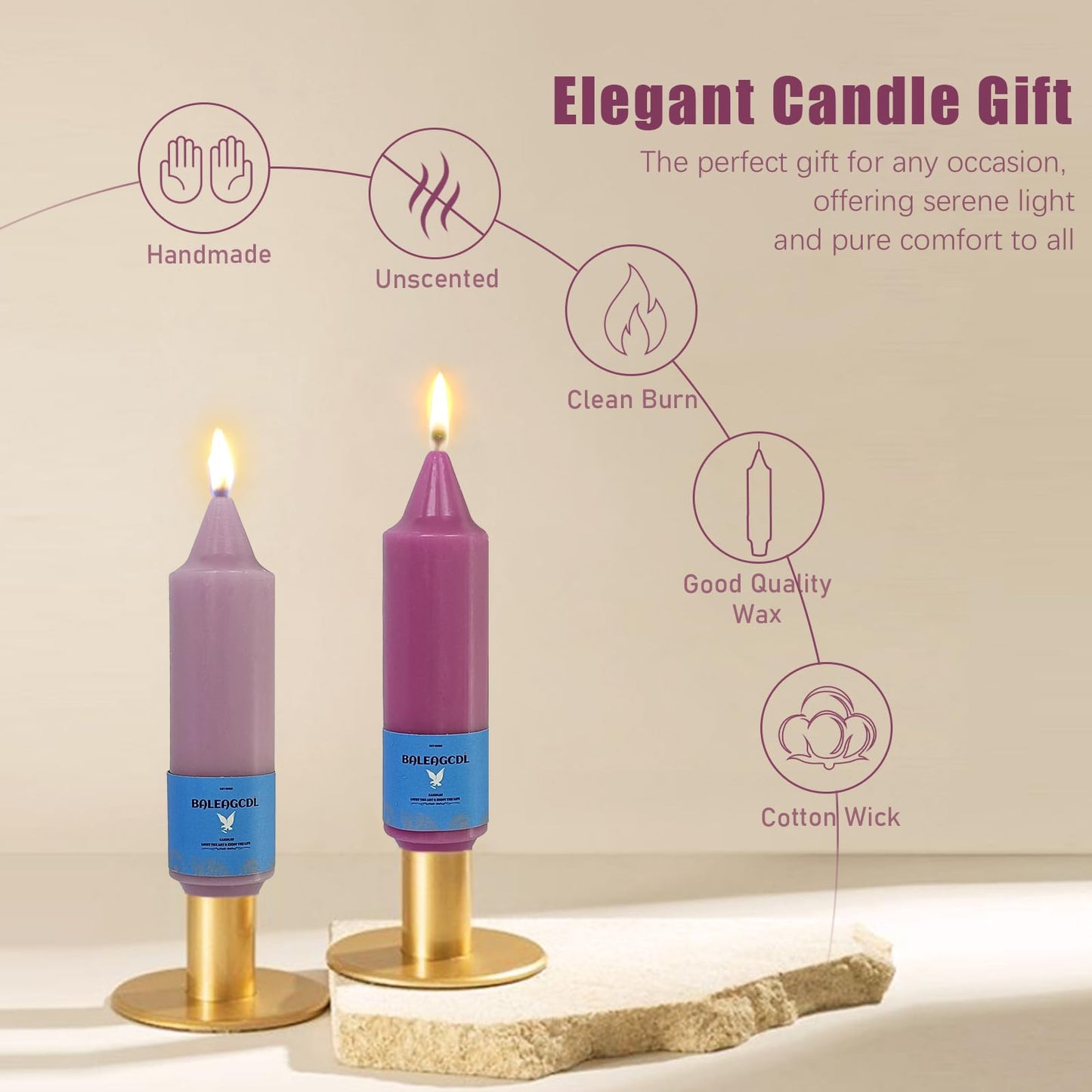Smokeless Candlesticks Short Taper Candle,Unscented 5 Inches Gradient Pink Candle Sticks Dripless Tapered Candles for Home Décor Gifts