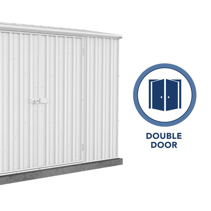 ABSCO Space Saver Metal Garden Shed 10 Ft. x 2.5 Ft. Surfmist
