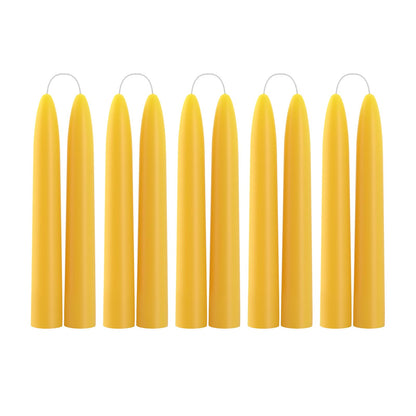 10 Pack 100% Pure Natural Beeswax Taper Candles, 6 Hours Long Burning Emergency Beeswax Candles Sticks, 6 inch Organic Bees Wax for Home, Prayer, Christmas, Party | Unscented, Smokeless, Dripless