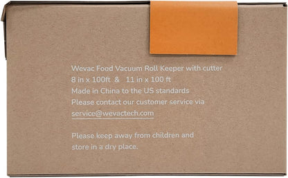 Wevac Food Vacuum Seal Roll Keeper - 8''x100' & 11''x100' BPA-Free Bags for Meal Prep & Storage