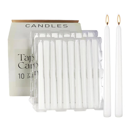 YOROXRG 100Pack White Taper Candles, 7-8 Hours Burn Time, Unscented, Smokeless and Dripless, 0.75 x 10 Inch Dinner Candle Set for Household, Wedding, Party and Home Décor Candlesticks