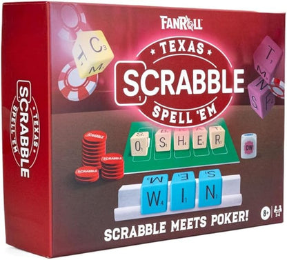 Fanroll Scrabble Texas Spell Em Board Game Scrabble Meets Texas Hold 'Em Poker with Dice!