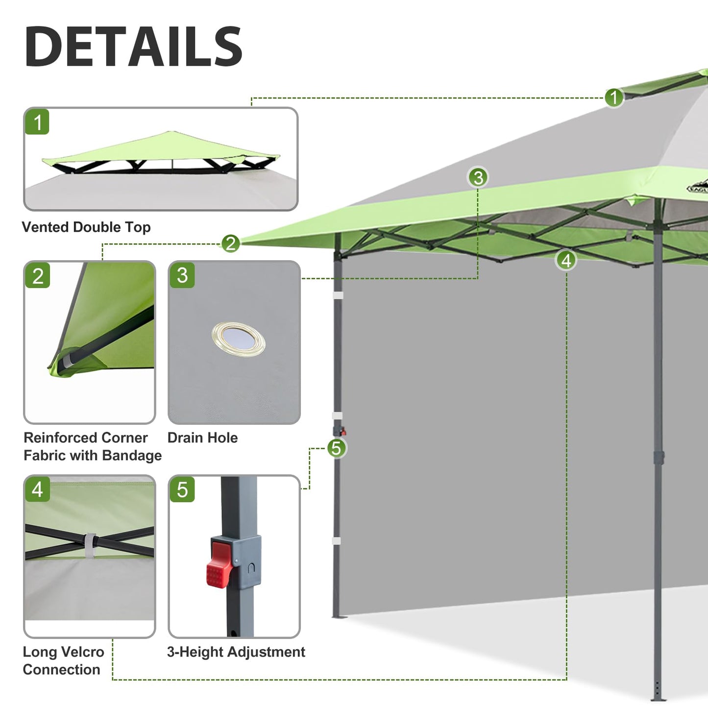 EAGLE PEAK 13x13 Pop up Canopy Tent w/One Wall, Instant Canopy Easy Set up Folding Shelter w/One Privacy Curtain, 169 Square Feet Sun Shade, Gray