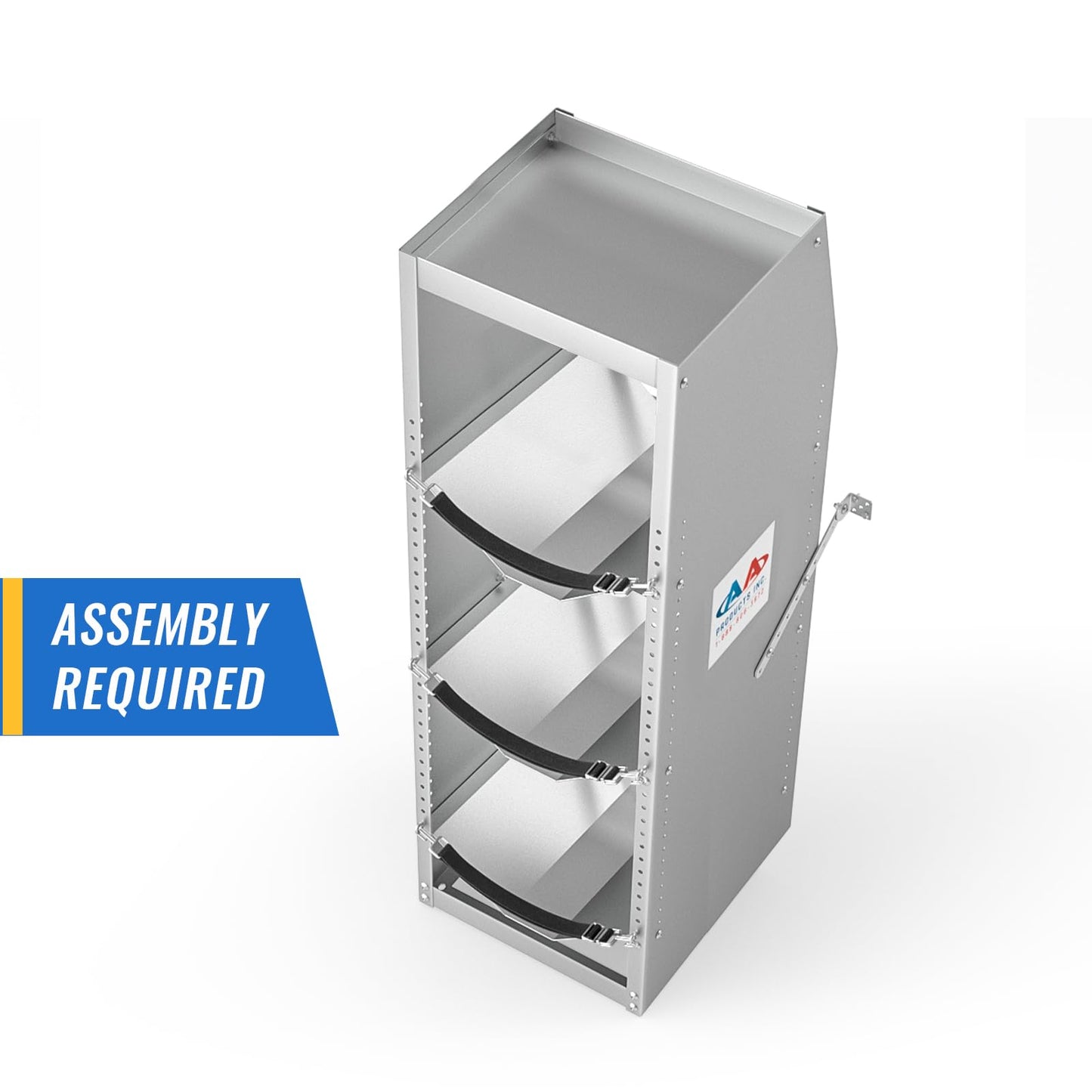 AA Products TR-3-38 Refrigerant Tank Rack Steel Freon Tank Holder Rack Shelving Storage with Top Shelf for Cargo Van, 38" H x 12.2" W x 13" D