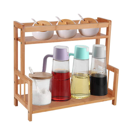 Ufine 2 Tier Bamboo Spice Rack Organizer Kitchen Countertop Storage Shelf