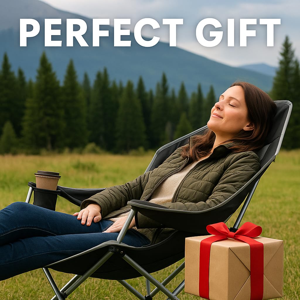 Moose Medoz Hammock Camping Chair – Folding Swing Chair with Headrest & Cup Holder, 300 lbs Support, Breathable Mesh, Portable & Lightweight for Outdoor, Camping, Fishing, Patio & Travel