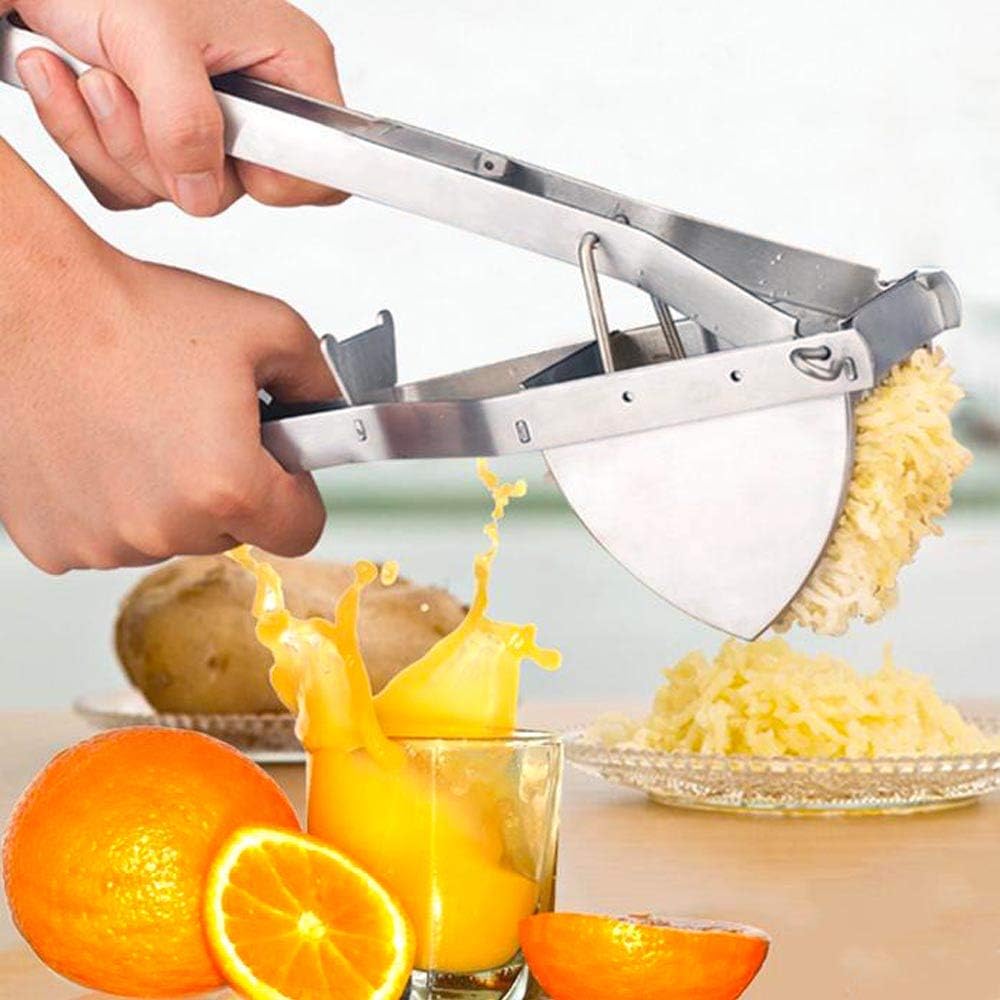 LHS Stainless Steel Potato Ricer - Heavy Duty Masher with Ergonomic Grip | Extra Large Capacity, Dishwasher Safe (Black)