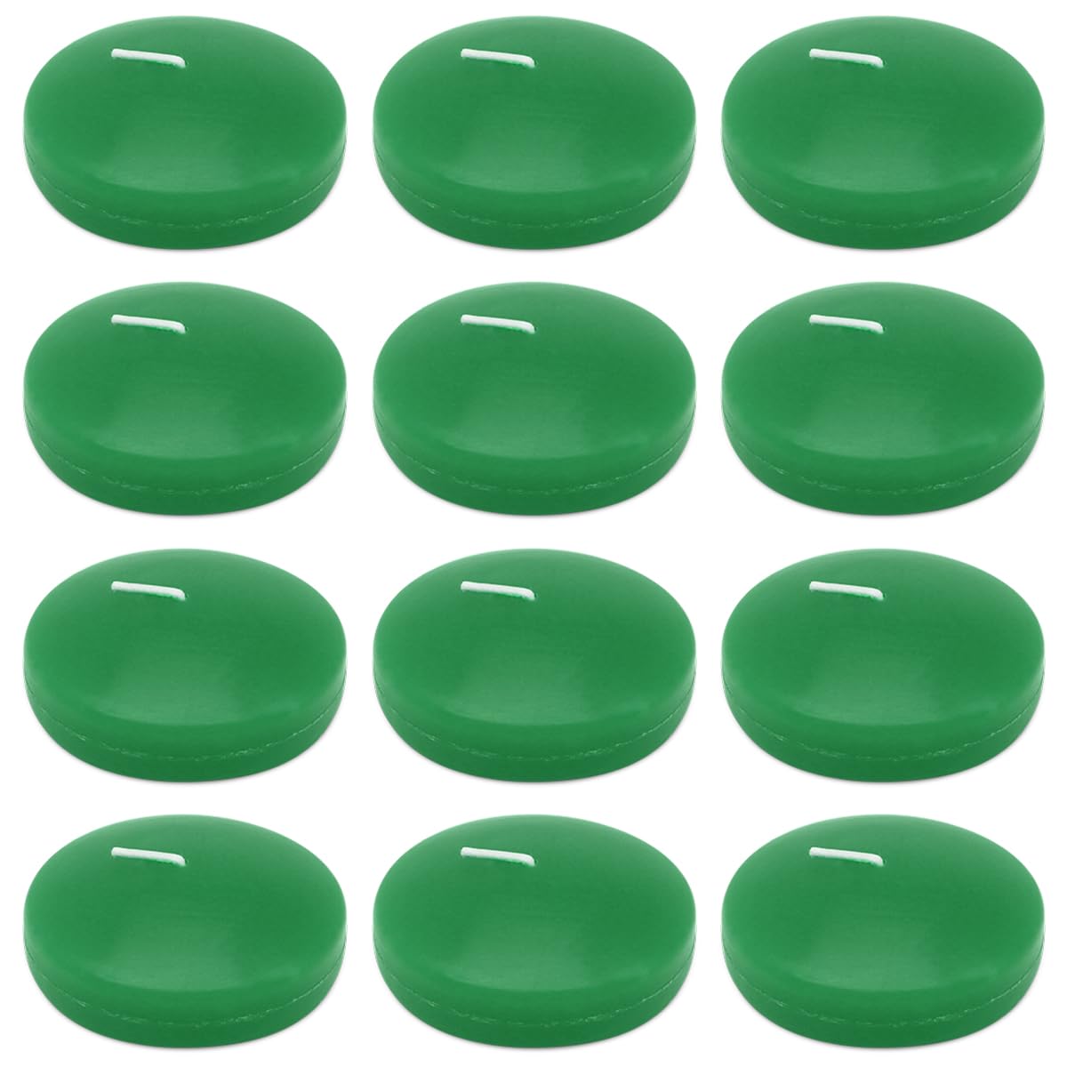Set of 12 3 Inch Green Floating Candles Large Unscented Dripless Water Wax Floating Candles for Vases, Centerpieces at Wedding, Party, Pool, Holiday, St. Patrick's Day - 10 Hour Burning