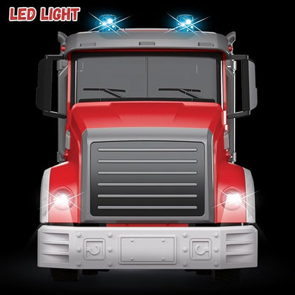9 CH Remote Control Fire Truck Rc Fire Truck Toy Fire Truck with Lights Working Water Pump and Rotating Rescue Ladder 2.4G Firetruck Toy for Kids Boys Age 6-8 Gift