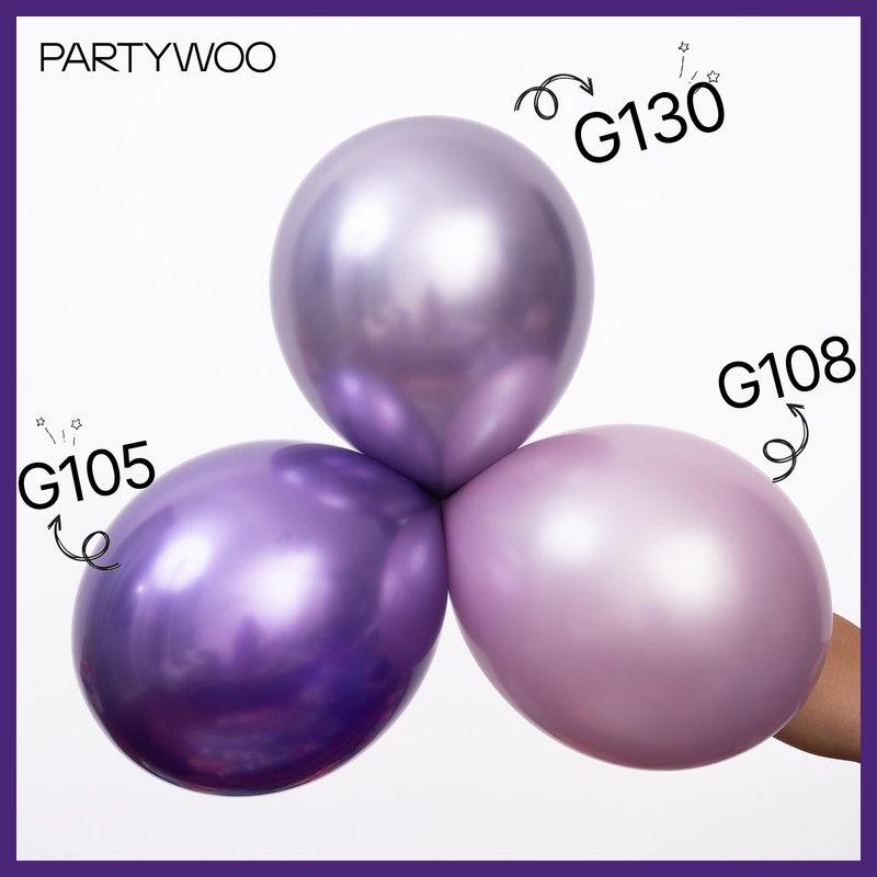 PartyWoo Metallic Purple Balloons 100 pcs 12 Inch Chrome Purple Latex Helium Balloons for Mardi Gras Graduation Wedding Baby Shower Anniversary Birthday Party Decorations Purple-G105