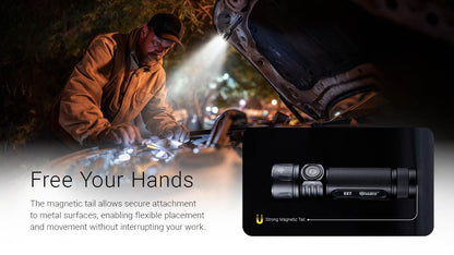 Nitecore EX7 6000 Lumen Flashlight – High Performance Rechargeable Torch with Spotlight, Floodlight, Mixed – USB-C Fast Charging, 546y Throw, Magnetic Tailcap, IP68 Waterproof
