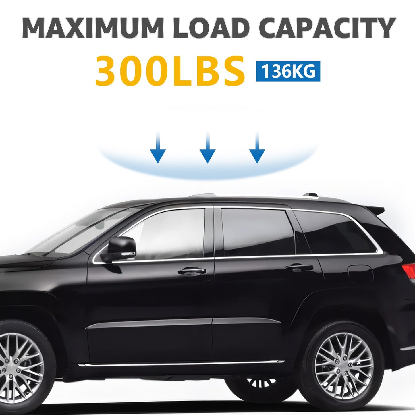 Roof Rack Cross Bars Compatible with Jeep Grand Cherokee Altitude & SRT & Trackhawk with Roof Black Moldings 2011-2022, Adjustable Aluminum 300 LBS Anti-Theft Lock Crossbar for Bike, Snowboard,Luggage