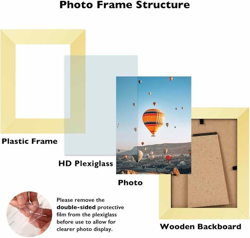 JCJMY 3x4 Gold Picture Frame - Versatile Wall & Tabletop Display with Shatter-Resistant Plexiglass