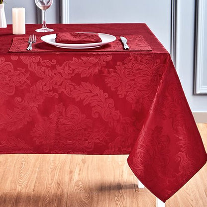 HomeJoy Rectangle Table Cloth Linen Farmhouse Stainproof Waterproof Washable Polyester Oblong Rectangular Fabric Table Cover for Kitchen Dining Dinner (Red, 60 X 84 Inch)