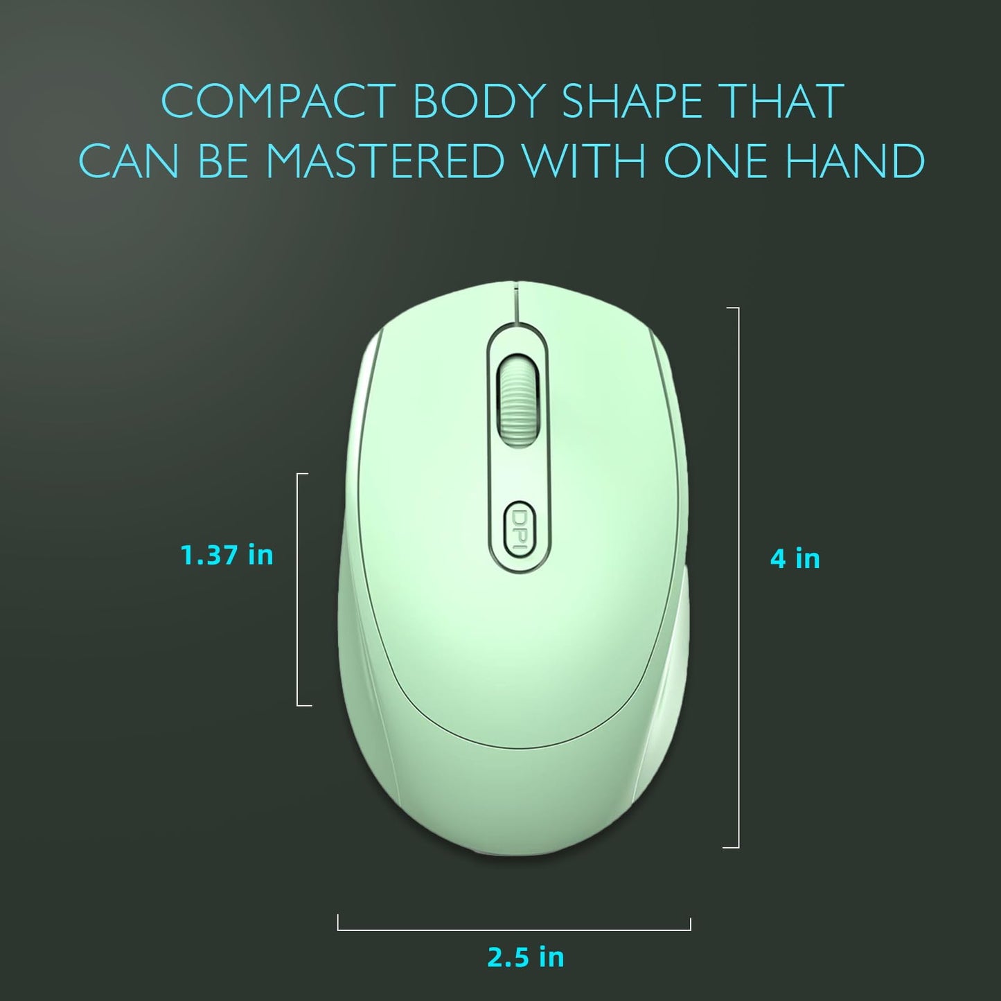 ONE-UP Wireless Mouse, 2.4G, Silent, USB Nano Receiver, for Laptop, Chromebook, PC, Mac, Windows and School Work (Black)