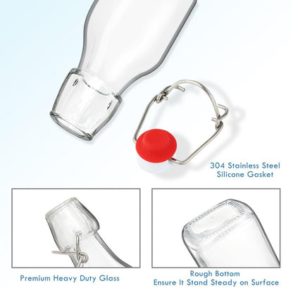 YEBODA 4oz Swing Top Glass Bottles,Small Flip Top Glass bottles with airtight Caps for Home Brewing,Kombucha,2nd Fermentation,Kefir,Beverages,Soda,Oils,Vinegar,Limoncello,Vanilla extract 12 Pack