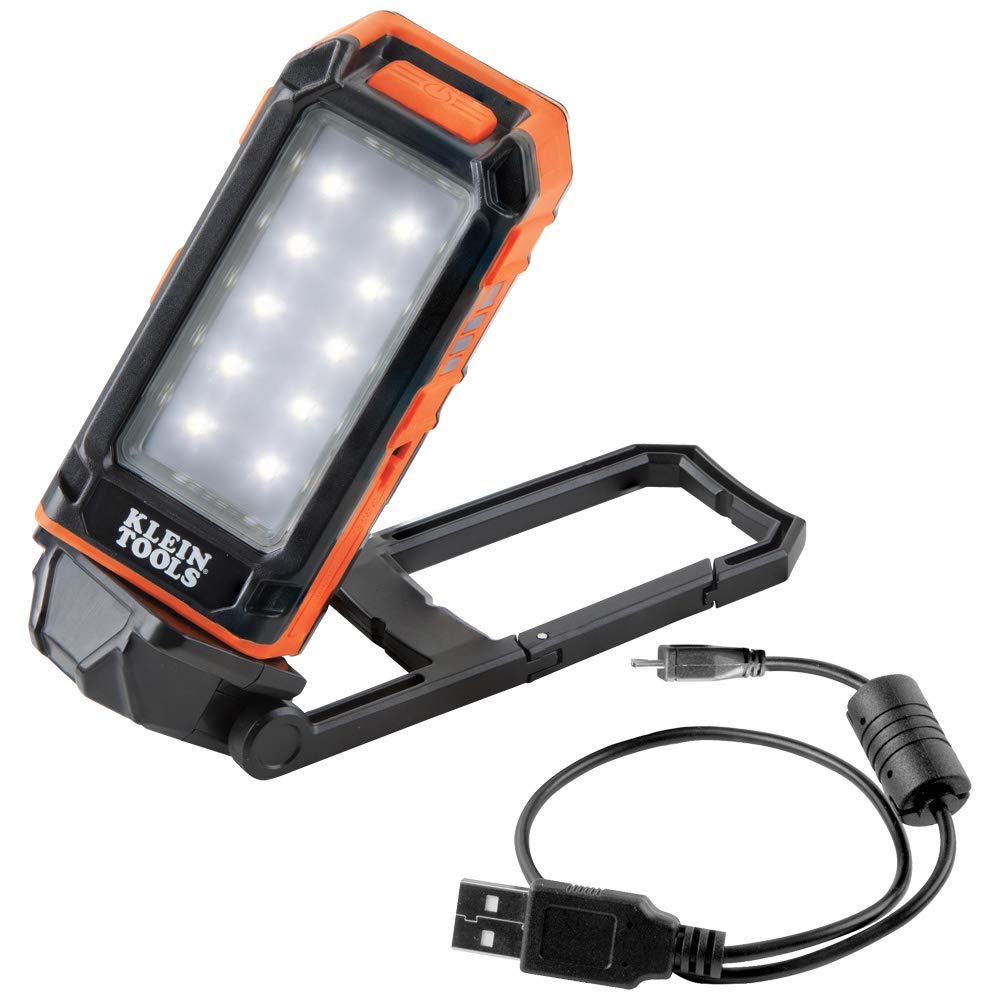 Klein Tools Recharge Headlamp Fabric Strap 400 Lumens All Day Runtime & 56403 LED Light, Rechargeable Flashlight/Worklight with Kickstand and Carabiner, Charges Small Electronics, for Work, Camping