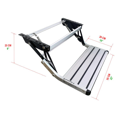 GEARFLAG Manual RV Step – Folding Aluminum Entry Step with Anti-Slip Surface, 440 lbs Capacity – for Camper, Trailer, Motorhome