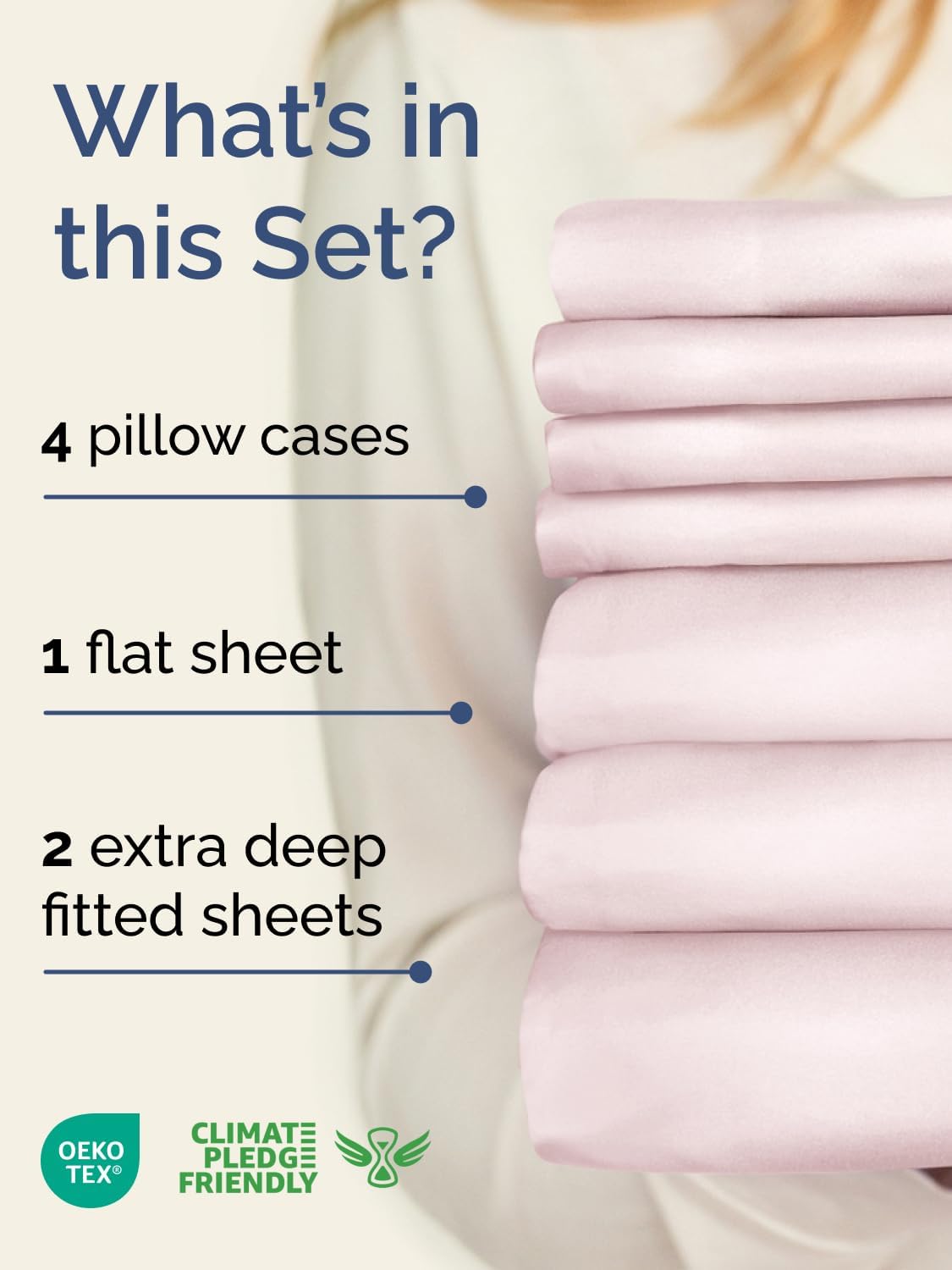 Skiennix Extra Deep Split King Sheet Set - 7 Piece Breathable Cooling Bedding - Soft Wrinkle-Free Lavender Pink