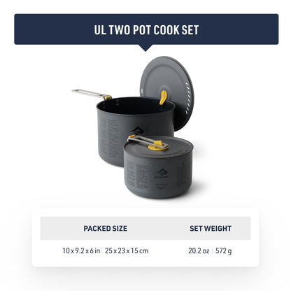 Sea to Summit Frontier Ultralight Two Pot Set for Camping, 1.3-Liter Pot and 3-Liter Pot