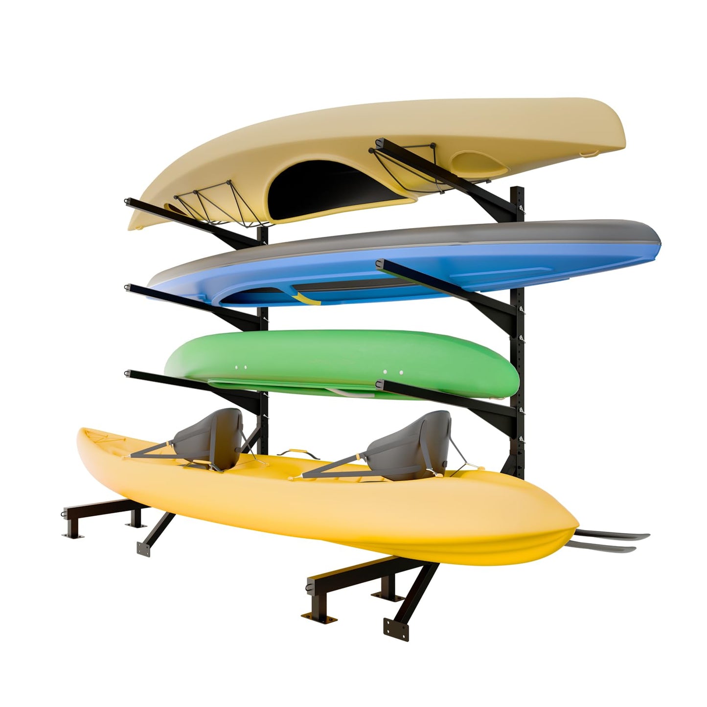 LAJIAOZ Heavy-Duty Kayak Dock Storage Rack, 4-Tier Over-The-Water Mount Kayak Stand for Dock & Pier, Rust-Proof, Holds 4 Kayaks Up to 400 LBS, Space-Saving Waterside Storage