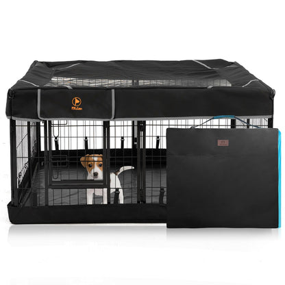 PJYuCien Dog Playpen Outdoor Plus Storage Bag, 24" H 8 Panels Puppy Pen with Square Bottom & Top Cover, Heavy Duty Dog Fence for Camping