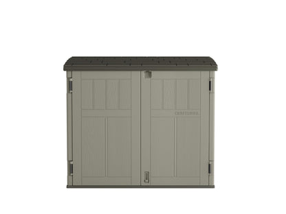 Craftsman Horizontal Shed, Compact Outdoor Storage System, 34 Cu. Ft. Capacity, Made in USA - Lockable Multi-Wall Resin Organizer for Garbage Cans, Garden Tools, Bins, Bikes and Yard Equipment
