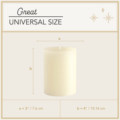 Melt Candle Pillar Candles, 3 Pack - Unscented Candles for Home, Church, Weddings, & More - 3" x 4", Ivory