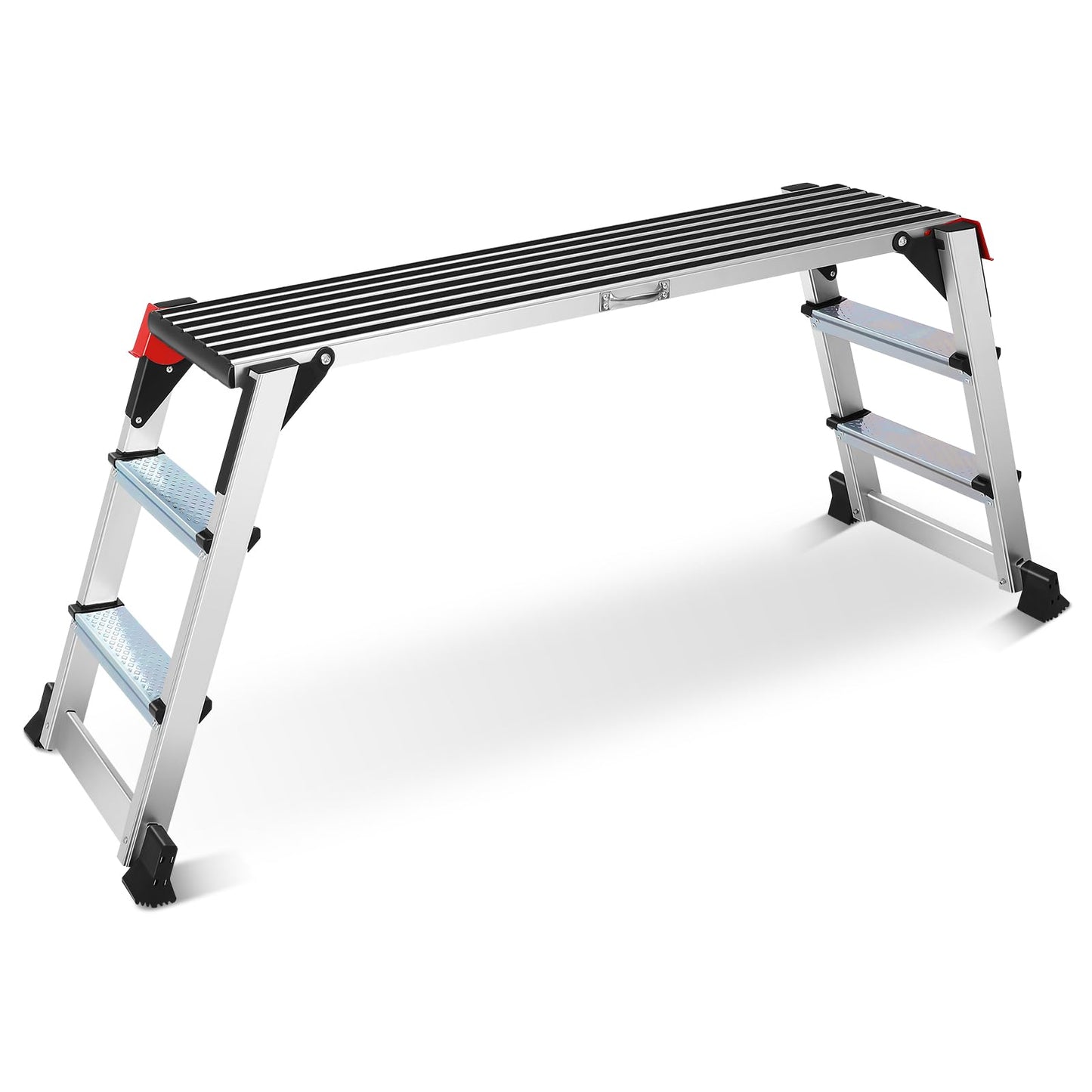 Work Platform, Folding Work Platform with Non-Slip, Aluminum Work Platform, Heavy Duty Step Ladder with Safety Lock, 45"×12"×27" Step Stool Foldable for Washing Vehicles Cleaning Painting
