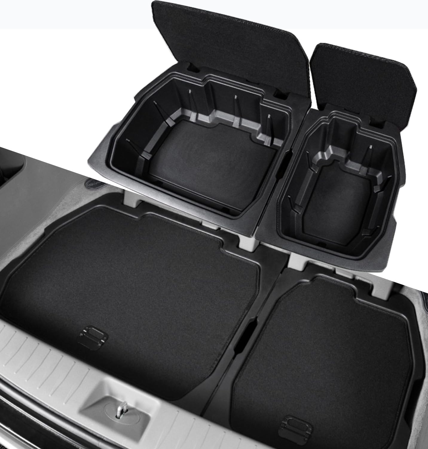 QXZcar Kia Carnival Trunk Organizer Storage Box, Insert Cargo Bins for 2021-2026 Carnival, Rear Hatch Container with Lid Tray