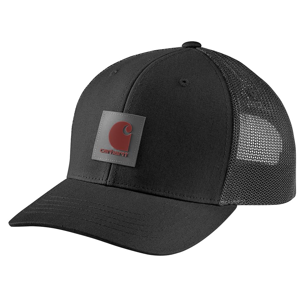 Carhartt Men's Rugged Flex® Twill Mesh-Back Logo Patch Cap, Black, One Size