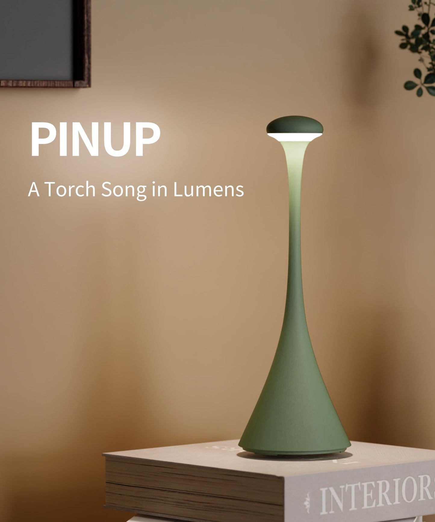UBIQUA Rechargeable Cordless Table Lamp, Cordless Table Lamps Rechargeable with Touch Controls, Table Lamps for Indoor and Outdoor, LED Lamp with Dimmer, 2200-3000 K, Height 11.5 Inches, Green