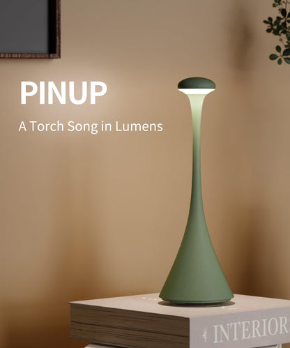 UBIQUA Rechargeable Cordless Table Lamp, Cordless Table Lamps Rechargeable with Touch Controls, Table Lamps for Indoor and Outdoor, LED Lamp with Dimmer, 2200-3000 K, Height 11.5 Inches, Green