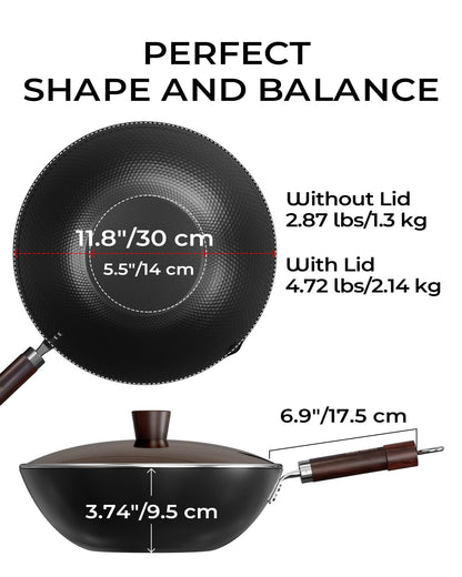 Armorbear Carbon Steel Pan Cookware Set (Carbon Steel Skillet & Wok), Nitrided Pre‑Seasoned, Flat‑Bottom Frying Pans for All Stovetops