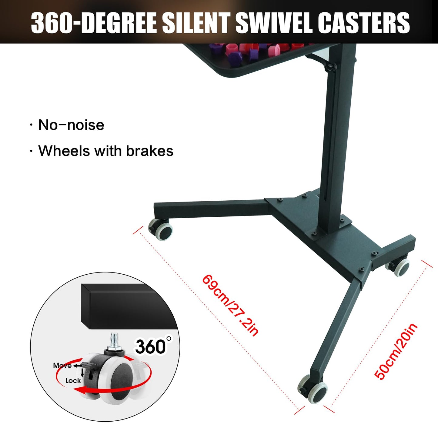 GBK Tattoo Workstation with 60W 360° LED Light, Extra-Large Magnetic Detachable Tray, Rolling Cart with Dual Phone/Tablet Stands, Salon Trolley for Tattoo Studio Artist Nail Tech