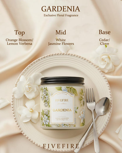 Gardenia Scented Candles for Bedroom, 13oz Natural Soy Wax 2-Wick Jar, Up to 76-Hour Clean Burn, Creamy White Floral Home Fragrance, Gift for Women Men