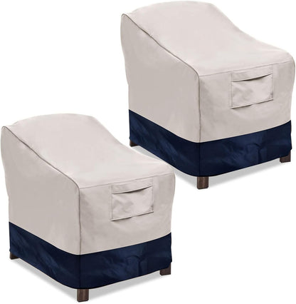Vailge Patio Chair Covers - Heavy Duty Waterproof Lounge Deep Seat Covers | Beige & Blue, 2 Pack - Medium