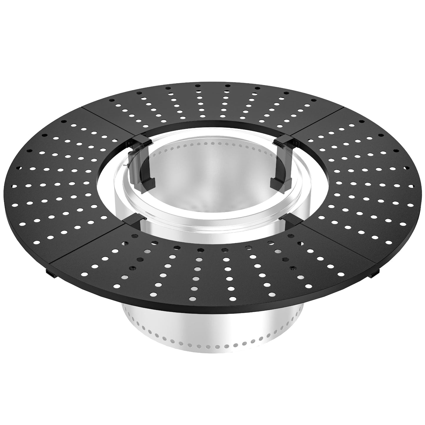 onlyfire Direct Mount Tabletop for Solo Stove Bonfire 19.5 inch Fire Pit, 40 inch Round Heat-Resistant Surround Tray, 4-Piece Modular Patio Snack Table for Drinks & Food, Solo Stove Accessories