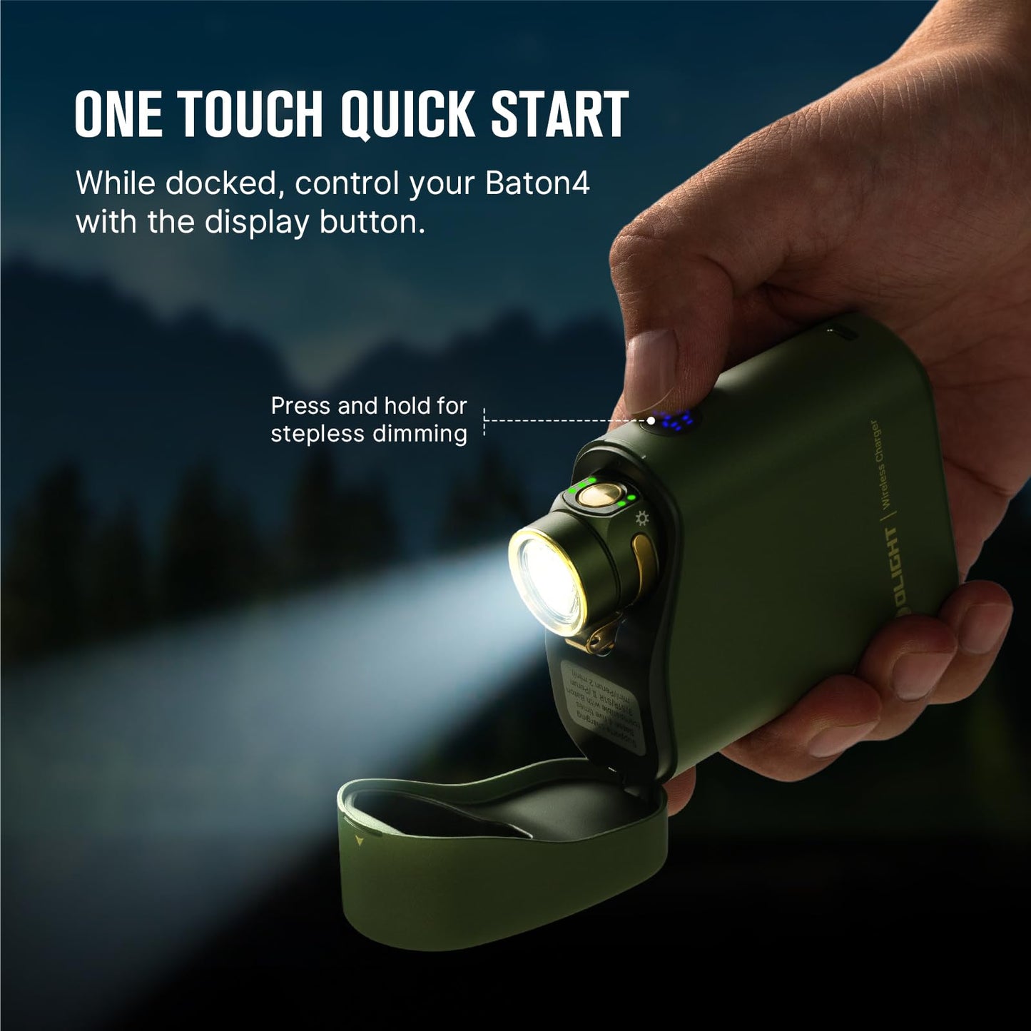 OLIGHT Baton4 Premium Edition EDC Flashlights 1300 Lumens with Type-C Charging Box, Powered By Rechargeable Battery, Small Bright Light IPX8 Waterproof for Emergencies Outdoors (OD Green)