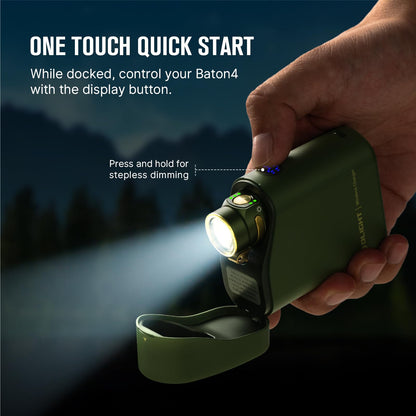 OLIGHT Baton4 Premium Edition EDC Flashlights 1300 Lumens with Type-C Charging Box, Powered By Rechargeable Battery, Small Bright Light IPX8 Waterproof for Emergencies Outdoors (OD Green)