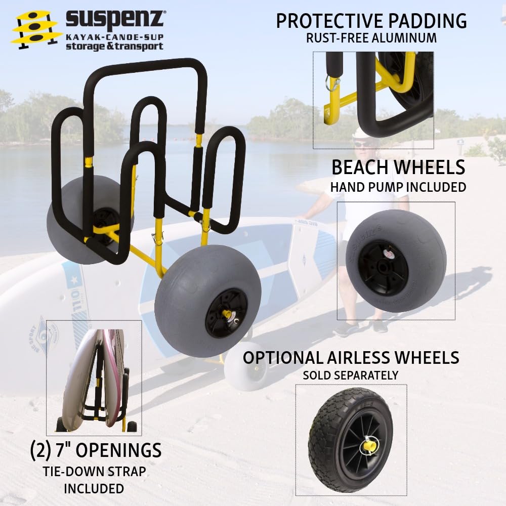 Suspenz Double-Up SUP Beach Cart with Balloon Wheels, Sand Trolley for 2 Stand Up Paddle Boards and Surfboards (22-9944)