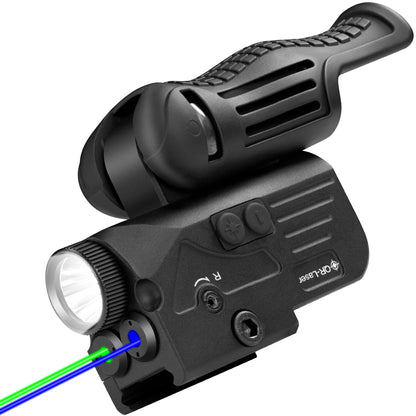 1200 Lumens LED White Flashlight with Dual Laser Sights, Rechargeable Blue&Green Laser Beams with 5 LED Light Modes - Hard Anodized Aluminum, Laser Class IIIA, Less Than 5mW