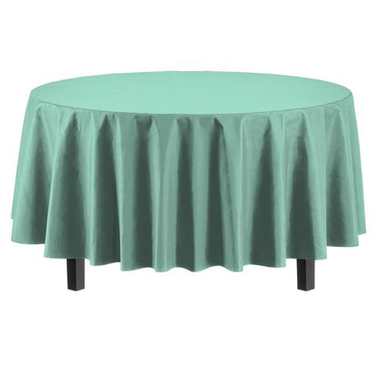Exquisite 12-Pack Premium Plastic Tablecloth Pack of 12 Premium Plastic Tablecloth 84 Inch Round Table Cover - Light Mint