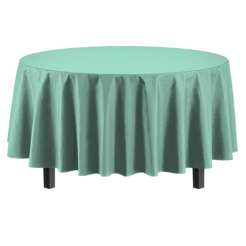 Exquisite Party Solids 6-Pack Premium Plastic Tablecloth 84in. Round Plastic Table Cover - Mint