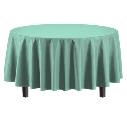 Exquisite Party Solids 6-Pack Premium Plastic Tablecloth 84in. Round Plastic Table Cover - Mint