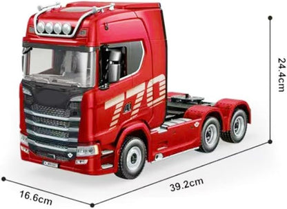 19Channels 770S Hobby RC Tractor Truck Toys 1/18 Scale Light Sound Effects Remote Control Lorry Car Vehicle Trailer for 14y+ Beginners Adults + (6-Wheels)