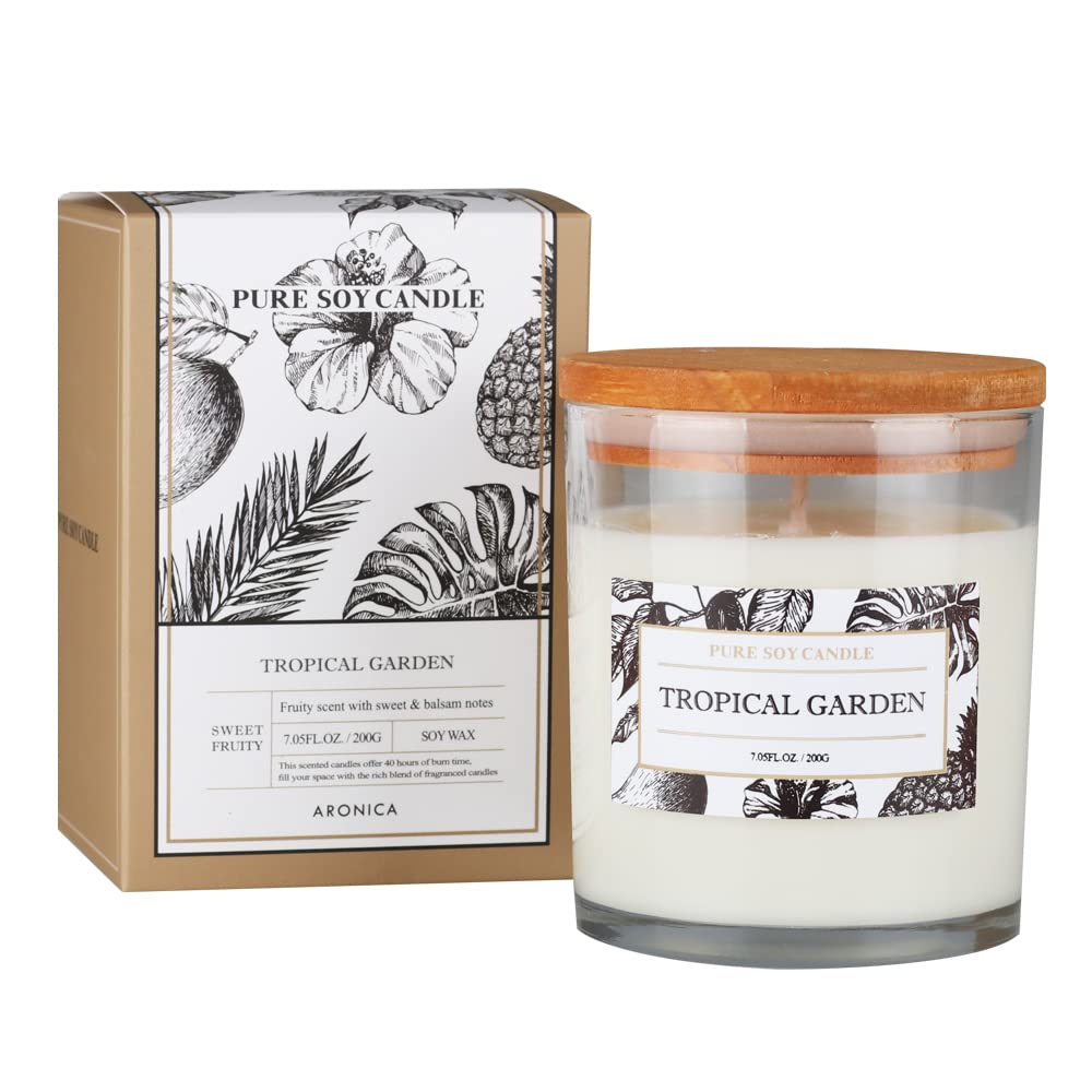 Aronica Tropical Hawaiian Soy Candle, Island Candle Summer Sunset Scented, House Wax, Scent Candles for Home, Bestfriend Gift, Baby Shower Game Gift, Beachy Scented Candles